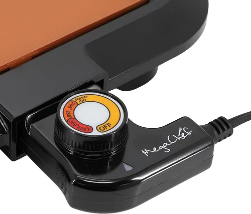 Vista 3 de MegaChef Parrilla eléctrica con revestimiento antiadherente de cobre, control de temperatura ajustable y bandeja de goteo, versátil electrodoméstico