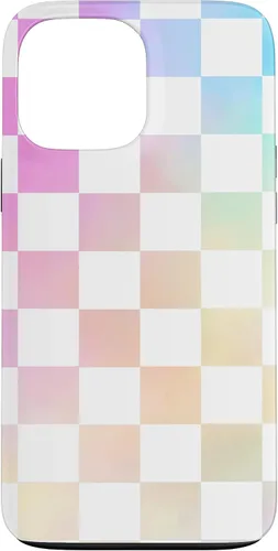 Vista 24 de Pastel Rainbow Checkerboard Checker Checked Pattern Case for iPhone 17