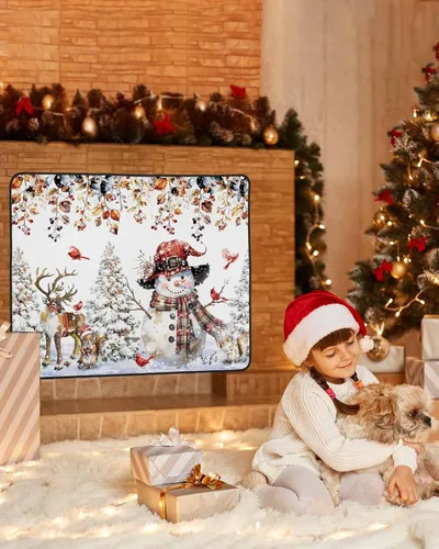Vista 54 de Cubierta magnética azul para chimenea, detiene la pérdida de calor, pantalla de chimenea para interiores, bolas de gnomos de Navidad, árbol de copo