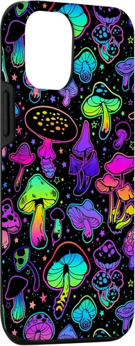 Vista 3 de Funda para iPhone 15 con diseño psicodélico de hongos mágicos hippie