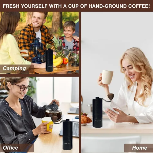 Vista 7 de Molinillo de café manual – Molinillo de mano cónico de acero inoxidable para expreso y prensa francesa – Ajustable y portátil