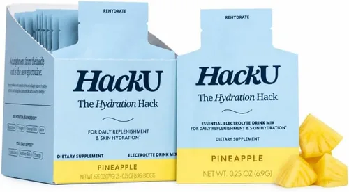 Vista 17 de HackU Hydration Hack - Paquetes de hidratación de electrolitos y piel – Mezcla de bebida sin azúcar, sin hinchazón con magnesio, ácido hialurónico