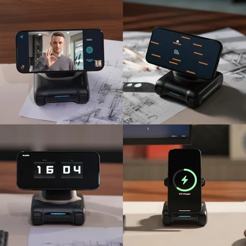 Vista 5 de LOOI Robot-Space Black-AI Compañero de escritorio, interacción de voz ChatGPT y Gemini, comprensión visual, personalidad y memoria, carga
