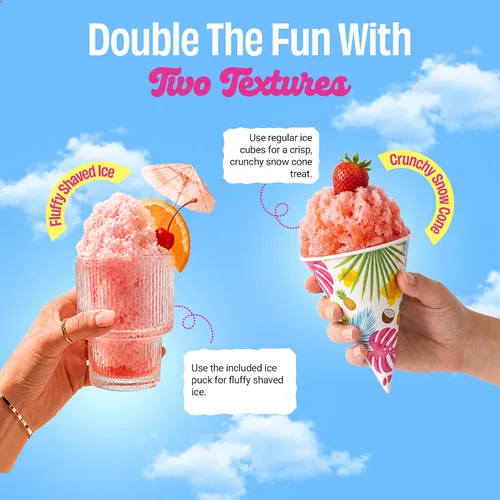 Vista 5 de Máquina de raspado de hielo Hawaiian Shaved Ice S900A Máquina eléctrica de cono de nieve, bebidas heladas y granizados con 2 tazas reutilizables
