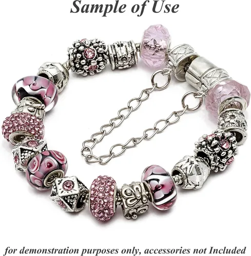 Vista 5 de RUBYCA Cuentas grandes de cristal checo con agujero grande para pulseras europeas (10 unidades, 0.591 in, oro y blanco)