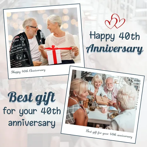 Vista 7 de Manta de 40 aniversario, regalo para el 40 aniversario de boda, rubí, boda, cuarenta años de matrimonio, regalos para pareja, esposa, marido, papá