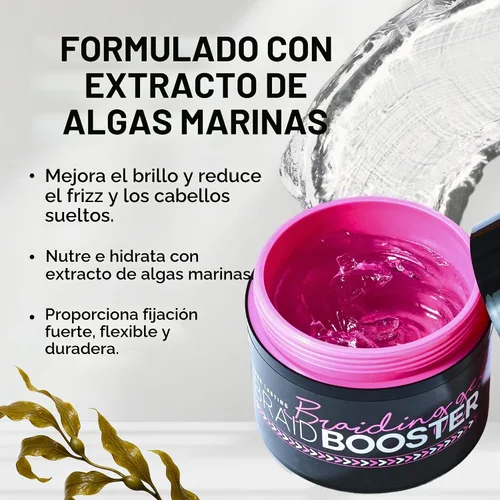 Vista 3 de Style Factor Braid Booster - Gel para trenzar – Gel para el cabello con brillo fuerte y acondicionador con extracto de algas marinas, para trenzas