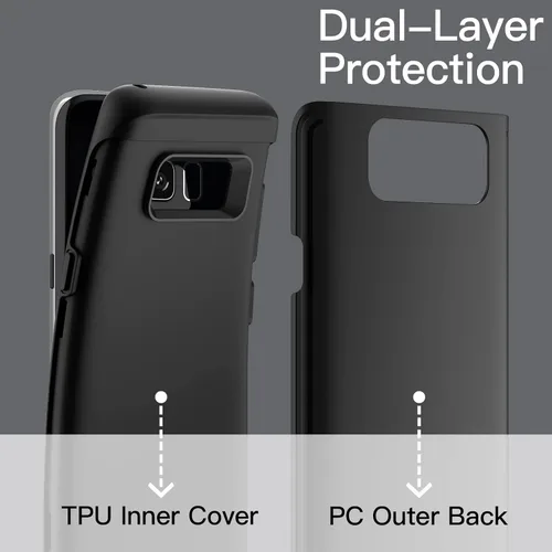 Vista 3 de JETech Funda a prueba de golpes para Samsung Galaxy S8, cubierta protectora de doble capa con absorción de golpes (negro)