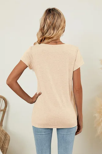 Vista 5 de Sherosa Camisetas para mujer, cuello en V, manga cortalarga, casuales, suaves, lisas, básicas