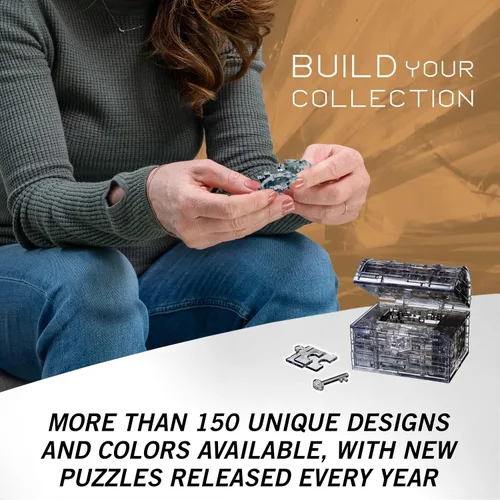 Vista 5 de Cofre de tesoro negro, rompecabezas 3D original de cristal