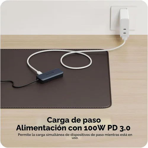 Vista 5 de HyperDrive Next Hub USB C de 4 Puertos para Mac, PC, Chromebook con HDMI 4K60Hz, 2 USB-A, Hub USB C 10Gbps, Puertos USB-C 10Gbps 100W de Entrega