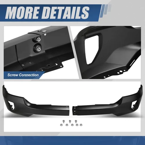 Vista 5 de Auto Dynasty Barra frontal para parachoques compatible con Chevy Silverado 1500 2016 2017 2018, Silverado 1500 LD 2019, con recortes para luces Negro