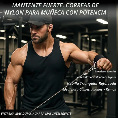 Vista 3 de J Bryant Puños de muñeca para elevación lateral de máquina de cable, correas de doble anillo en D resistentes con neopreno acolchado, cómodo soporte