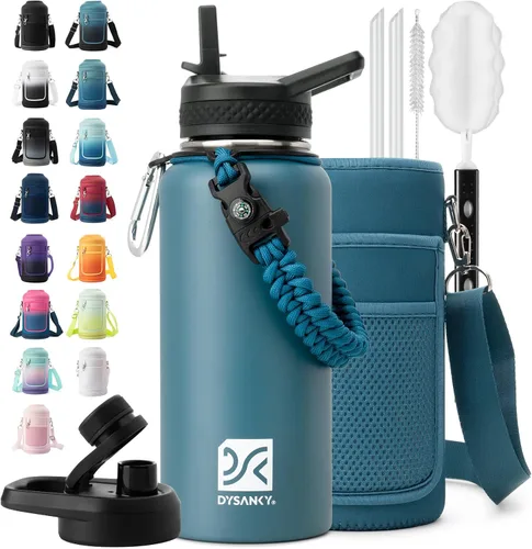 Vista 46 de DYSANKY Botella de agua aislada de 32 onzas, metal al vacío de acero inoxidable grueso, jarra de agua deportiva portátil para gimnasio y senderismo