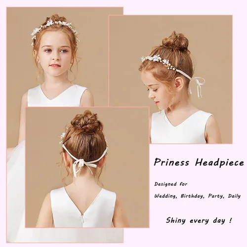 Vista 4 de 2 piezas de diadema de flores para el cabello de novia, diadema de boda, accesorios para el cabello de princesa, perlas de cristal, diadema elegante