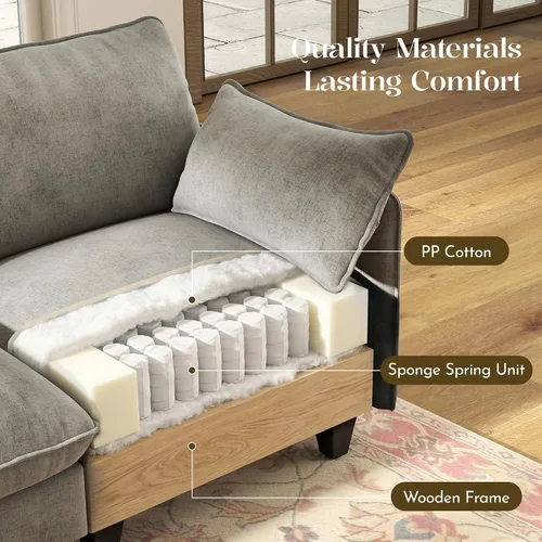 Vista 3 de WorthFurni Sofá modular modular de 105 pulgadas con asiento profundo, sofá nube en forma de L con cojines de gran tamaño y otomanas móviles, sofás