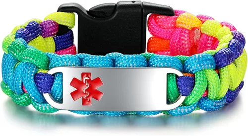 Vista 18 de Pulseras de identificación médica para mujeres y hombres personalizadas, pulseras de alerta médica con grabado personalizado gratuito para mujeres