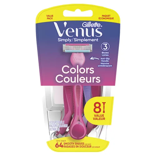 Vista 7 de Gillette Venus Simply3 Maquinillas de afeitar desechables para mujer, 8 unidades, diseñadas para un afeitado cercano y cómodo