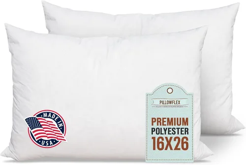 Vista 25 de Pillowflex Relleno de almohada de poliéster de alta calidad, 12 x 16 pulgadas, forma de almohada rectangular, lavable a máquina, soportes suaves