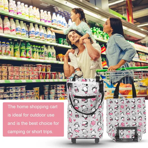 Vista 3 de Pilipane Bolsa de compras plegable plegable, bolsas de comestibles reutilizables, bolsa de carrito de compras para viajes de compras y todo el uso