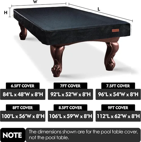 Vista 4 de K-Musculo Cubierta para mesa de billar, cubierta resistente de piel sintética para mesa de billar, impermeable y a prueba de rasgaduras, ajuste