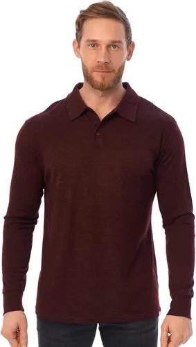 Vista 29 de 100% Merino Wool Polo Shirt Men - Short & Long Sleeve Shirt Base Later Negro