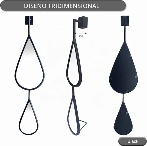 Vista 4 de BAODANFU Espejos de pared decorativos con marco de metal negro para pared de entrada, comedor, sala de estar, dormitorio, sobre chimenea, decoración