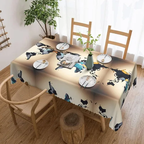 Vista 17 de Mantel rectangular de encaje de poliéster con diseño patriótico de camión del 4 de julio, 54 x 72 pulgadas, resistente a las arrugas, lavable