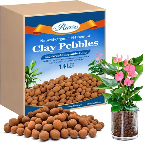 Vista 13 de Riare Guijarros de arcilla de leca orgánica de 2 libras para plantas, bolas