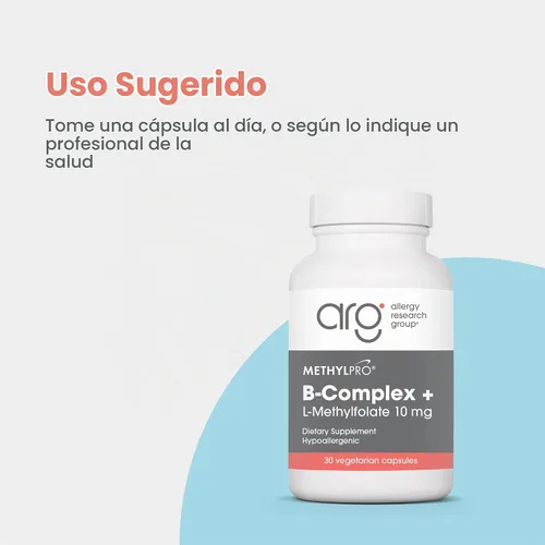 Vista 3 de MethylPro Complejo B con L-metilfolato 10 mg, 30 cápsulas