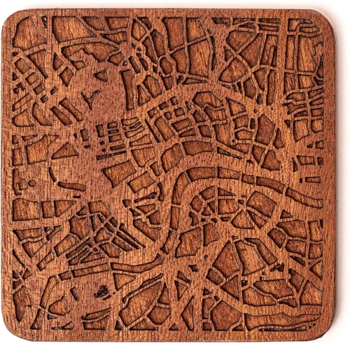 Vista 45 de Posavasos Amsterdam Map by O3 Design Studio, 1 pieza, posavasos de madera Sapele con mapa de la ciudad, hecho a mano, varias ciudades opcionales