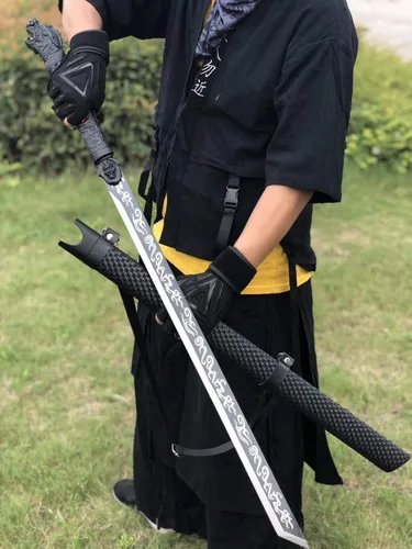 Vista 8 de Loong Saber (hoja de acero de alto carbono forjada, accesorios de aleación) cortar el árbol, espada china