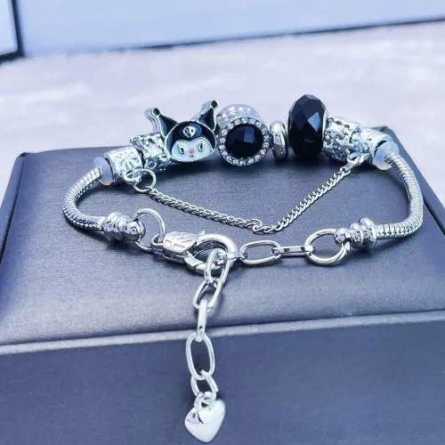 Vista 4 de Pulsera con dijes Kawaii, pulsera ajustable de Hello Kitty, regalos de joyería de moda para mujeres y niñas
