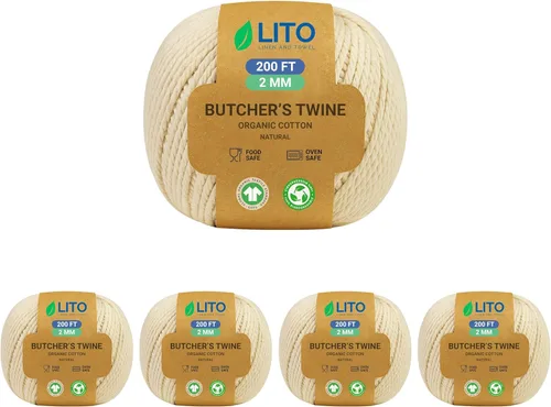 Vista 12 de Cuerda de algodón orgánico verde y blanco – 200 pies para envolver, hornear, carnicero, manualidades, proyectos de bricolaje, Pascua, Navidad