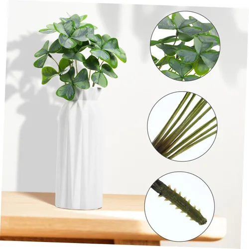 Vista 2 de LIFKOME 3 racimos de florero de simulación de plantas verdes de trébol arbustos de hojas de imitación plantas al aire libre, decoración de bonsái