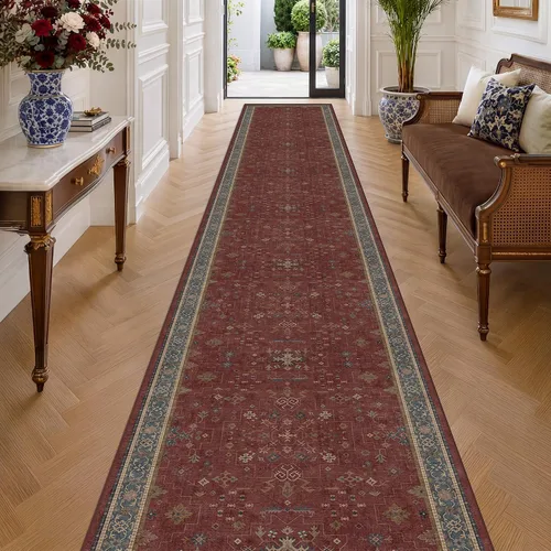 Vista 212 de Hazo Haus – Alfombra pequeña para entrada, cocina o baño, antideslizante con base de goma, resistente a las manchas y a la decoloración, diseño