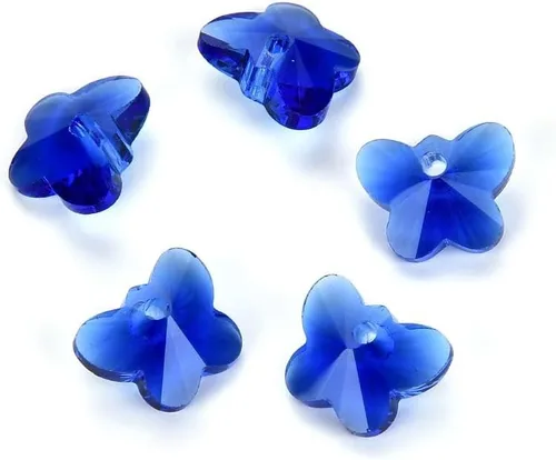 Vista 11 de 20 colgantes de cristal de mariposa checa de 0.394 in (0.39 pulgadas) abril transparente piedra natal agujero lateral cuentas para joyería artesanía