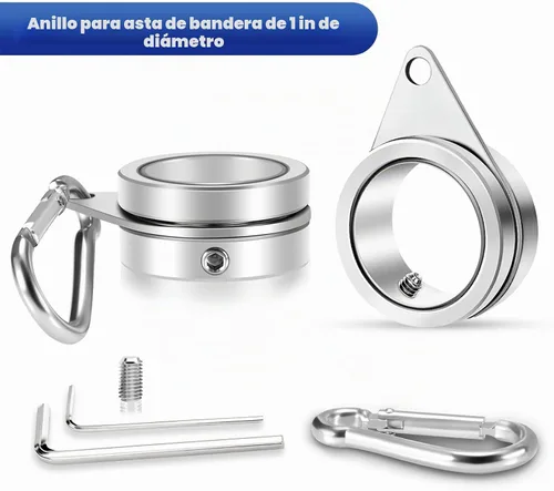 Vista 8 de Anillos giratorios de asta de bandera de 1 pulgada, clips giratorios de aleación de aluminio anti-envoltura de 360°, anillos giratorios de montaje