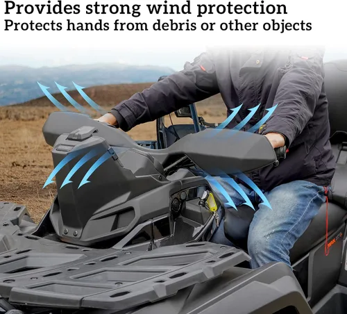 Vista 4 de SAUTVS Protector de manos negro deflector de viento para Can Am Outlander, kit de deflector de aire de plástico para accesorios Can-Am Outlander MAX