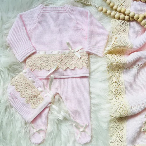 Vista 2 de Conjunto de ropa de punto para bebé recién nacido, traje de punto para niños y niñas