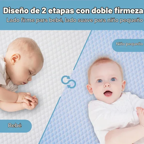 Vista 6 de Colchón mini para cuna, colchón de espuma viscoelástica de doble cara de 38 x 24 x 4 pulgadas, con funda extraíble transpirable, se adapta a