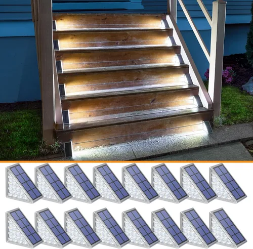 Vista 11 de NIORSUN Luces solares, impermeabilidad IP67, encendido/apagado automáticos, para escalones exterior, escalera, patio, porche, puerta delante, acera