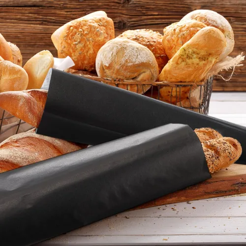 Vista 6 de Zhehao 200 bolsas de papel kraft, bolsas de churro, fundas de grasa para utensilios resistentes, cubiertos, galletas, panadería, dulces (negro)