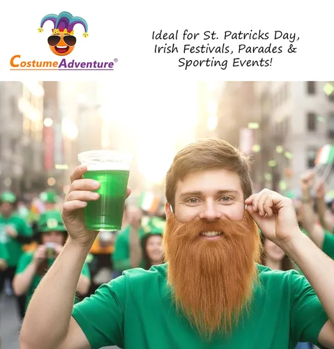 Vista 4 de Ginger - Disfraz de duende para el día de San Patricio, barba irlandesa