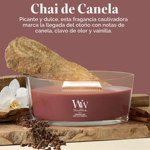 Vista 2 de WoodWick - Vela perfumada Chai de canela, mecha, 16 onzas Canela Chai