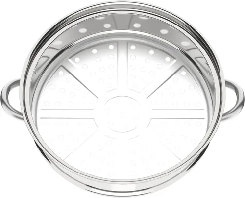 Vista 8 de Vaporizador de 3 niveles, olla de vapor de cocina de acero inoxidable de 11 pulgadas, olla de cocción de carne de verduras, vaporizador de arroz