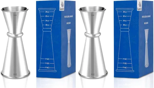 Vista 9 de Lexenic Jigger japonés prémium de 2 onzas y 1 onza con 7 medidas en el interior para camarero, jigger de acero inoxidable 304 resistente, accesorios