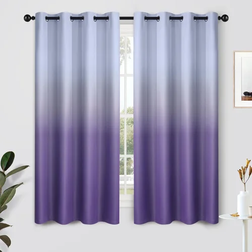 Vista 93 de SimpleHome Cortinas degradadas degradadas para oscurecer la habitación de 36 pulgadas de largo para dormitorio, con ojales y bloqueo de luz Negro