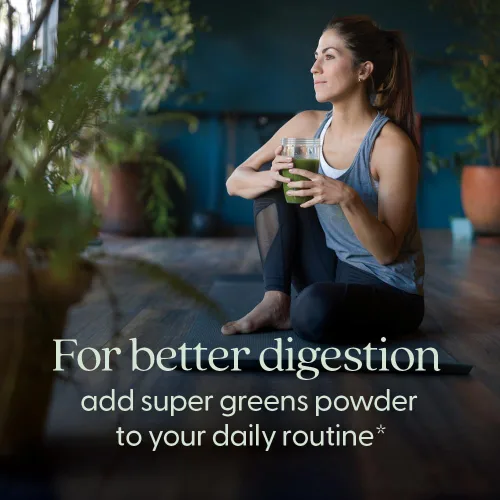Vista 2 de New Chapter All-Flora Digestive Super Greens Polvo para la salud intestinal - Enzimas digestivas de fuerza clínica + Clorella orgánica USDA