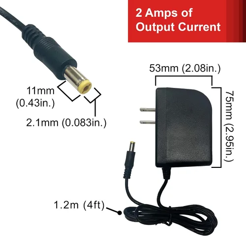 Vista 2 de Adaptador de fuente de alimentación AC DC 12V 2AMP Transformador 12 voltios 2000mA UL Visionis VIS-CP200